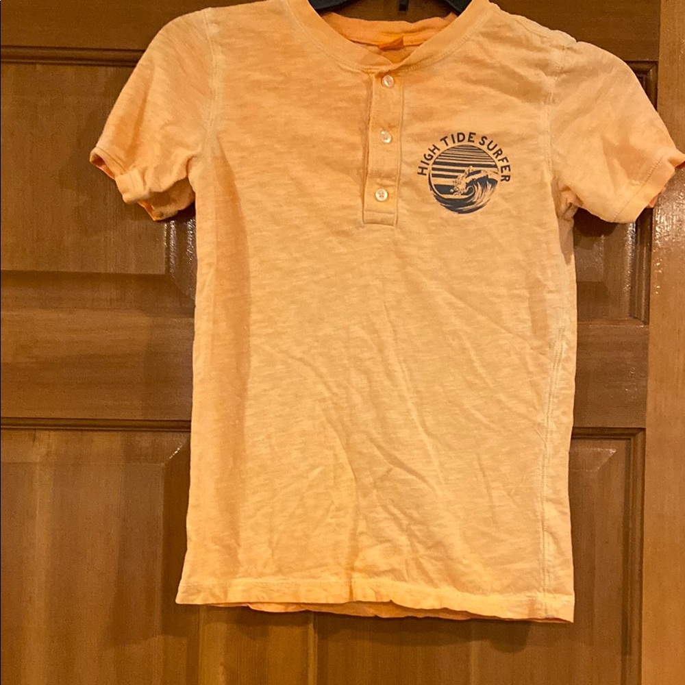 EUC! Boys size 8, Carter’s orange Button Down Shirt with Henley Neckline!